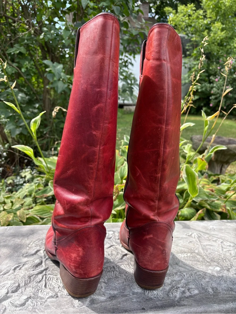 Frye Carson Pull On Red Leather Over-the-Knee Riding Boots